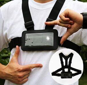 use mobile phone as action camera splashproof and secure body chest mobile phone holder mount harness strap