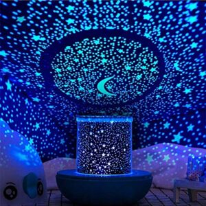 winice remote control and timer design seabed starry sky rotating led star projector for bedroom, night light for kids, night color moon lamp for children baby teens adults(blue)
