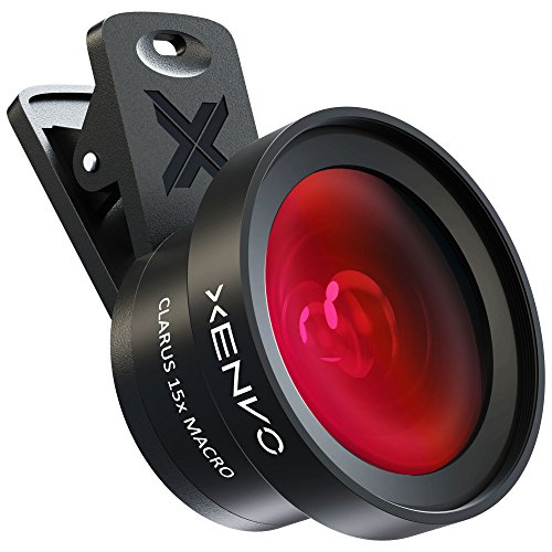 xenvo pro lens kit for iphone and android, macro and wide angle lens with led light and travel case