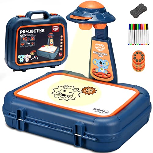 yoocaa erasable drawing projector board for kids | 48 patterns no mess art painting set | learning tracing drawing coloring projection toys | child smart projector table for boys girls aged 3 8