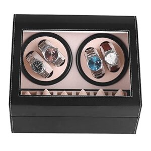 automatic watch winder display box, 4+6 automatic rotation leather wood watch winder collector display box watch case(black)
