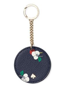 kate spade new york key chain fob purse charm leather navy multi,small