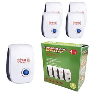 maikailun 4 pack pest repeller, mice repellent, ant cockroaches mosquitoes bed bugs spiders repellent indoor, electronic pest repeller
