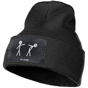 oh snap funny warm winter hat knit beanie skull cap cuff beanie hat winter hats for men & women black