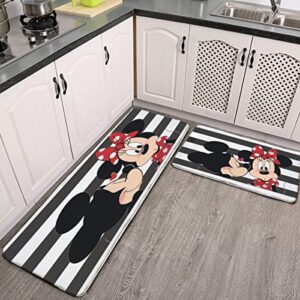 cansego anime mouse kitchen bath rugs,classic, funny and cute big eared mouse,durable waterproof & non slipping bath kitchen mats for floor,kitchen mats cushioned anti fatigue 2 piece set, one size