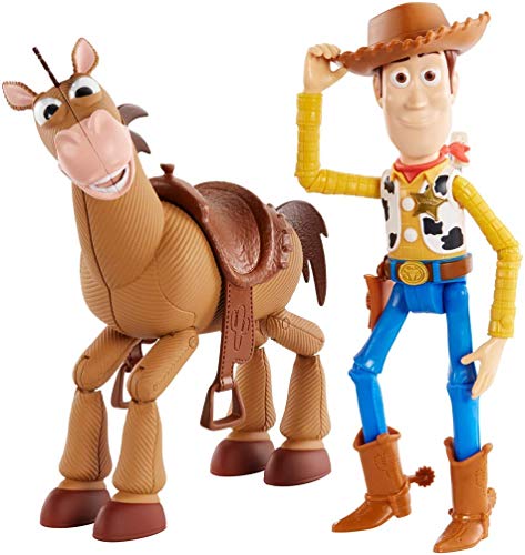 disney pixar toy story 4 woody and bullseye 2 character pack, movie inspired relative scale for storytelling play [amazon exclusive]