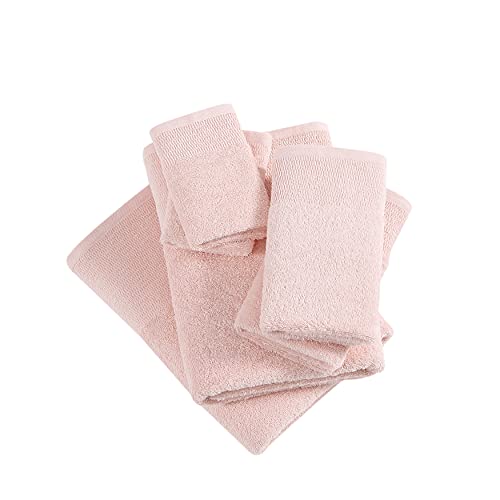 laura ashley | galveston collection | towel set 100% cotton, absorbent, fade resistant, medium weight, 6pc, pink