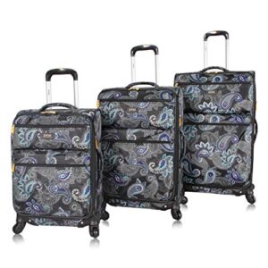 lucas designer luggage collection 3 piece softside expandable ultra lightweight spinner suitcase set travel set includes 20 inch carry on, 24 inch & 28 inch checked suitcases (diva)