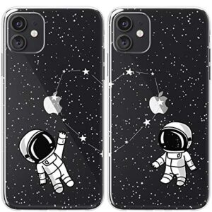 mertak couple cases compatible with iphone 13 pro max 12 mini 11 se xs xr 8 plus 7 6s space love cute matching cover girlfriend boyfriend anniversary astronaut stars constellation best friends bff