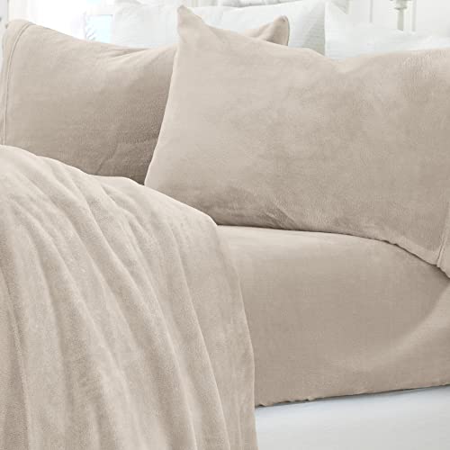 micro fleece extra soft cozy velvet plush sheet set. deluxe bed sheets with deep pockets. velvet luxe collection (california king, cappuccino)