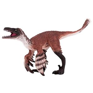 mojo troodon with articulated jaw realistic dinosaur hand painted toy figurine , brown