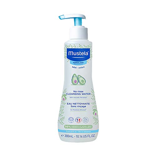 mustela baby cleansing water no rinse micellar water with natural avocado & aloe vera for baby's face, body & diaper 10.14 fl. oz.