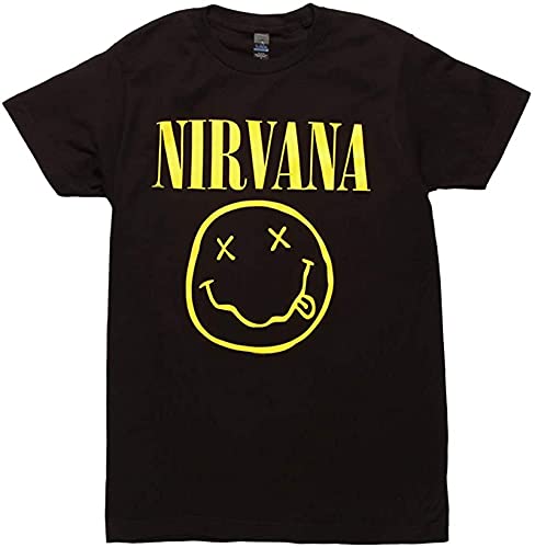 nirvana smile face logo t shirt black (large)