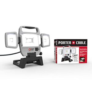 porter cable 50w 5000 lumen max portable led work light, corded, (pc1600203)
