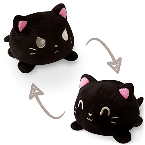 teeturtle | the original reversible cat plushie | patented design | black | show your mood without saying a word!