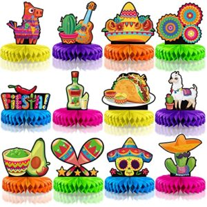 12 pieces fiesta honeycomb table centerpiece, cinco de mayo party table decorations, 8 inch mexican table centerpiece for mexican fiesta decorations theme party supplies