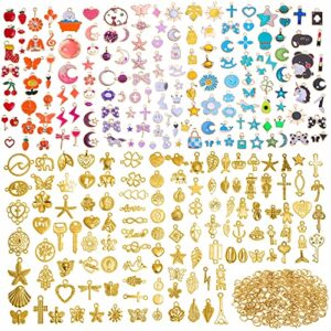 700pcs wholesale bulk lots jewelry making charms, 350pcs charms and 350pcs gold jump rings, gold plated charms for jewelry making assorted bracelet charms necklace pendant earring craft supplies diy accessories