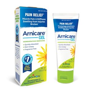 boiron arnicare gel for soothing relief of joint pain, muscle pain, muscle soreness, and swelling from bruises or injury non greasy and fragrance free 2.6 oz