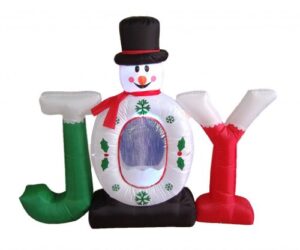 bzb goods 4 foot christmas inflatable joy snowman snow globe yard decoration led lights decor outdoor indoor holiday decorations, blow up lighted yard decor, lawn inflatables home family outside
