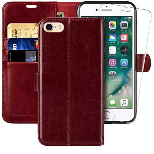 monasay iphone 6 wallet case/iphone 6s wallet case, 4.7 inch, [glass screen protector included] [rfid blocking] flip folio leather cell phone cover with credit card holder for apple iphone 6/6s