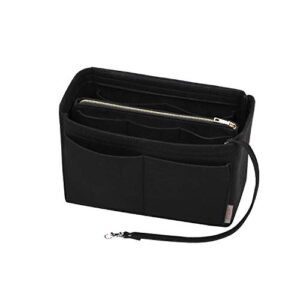 purse organizer insert, felt bag organizer with zipper, handbag & tote shaper, fit speedy, neverfull (slender large, black)