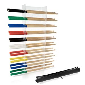 quicky wirrtle drumstick display holder clear acrylic rack for 10 pairs of drumsticks standing or wall mount complete with pu leather drumstick case bag