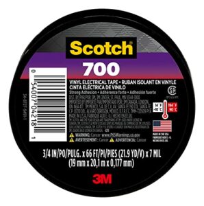 scotch vinyl electrical tape, black, 3/4 in by 66 ft, 1 roll