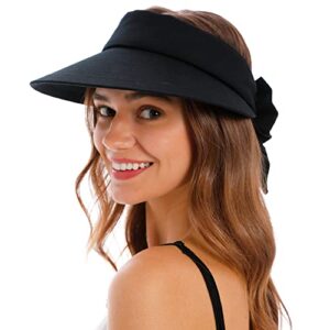 simplicity black visor women upf 50+ uv protection sun hat womens wide brim beach hats for women sun hat golf visor,black