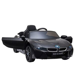 tobbi 12v licensed bmw i8 kid ride on car with remote control, , electric powered vehicle with mp3, music, horn, led lights, spring suspension, black