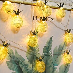 whonline 16ft 20led pineapple lights, 2 packs pineapple string lights battery operated, fairy string lights for tropical party decorations bedroom birthday tiki pineapple gifts