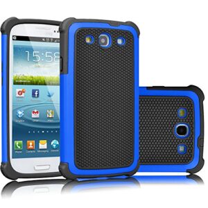 galaxy s3 case, tekcoo(tm) [tmajor series] [blue/black] shock absorbing hybrid rubber plastic impact defender rugged slim hard case cover shell for samsung galaxy s3 s iii i9300 gs3 all carriers
