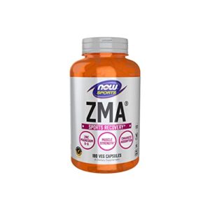 now sports nutrition, zma (zinc, magnesium and vitamin b 6), enhanced absorption, sports recovery*, 180 capsules