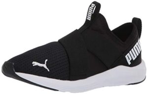 puma women's prowl slip on sneaker, black white, 8.5 m us