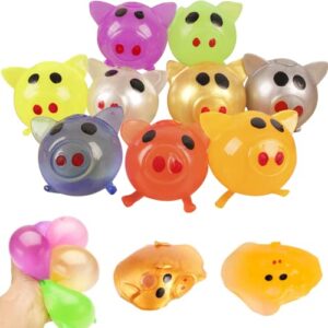 tibdala splat pig fidget toys, cute pig stress balls sticky stretchy ball squishy toys squishies fun squeeze sensory toy party favors christmas stocking stuffers (5 pack, random color)