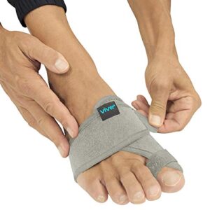 vive bunion corrector for women & men (pair) big toe brace straightener with splint hallux valgus pad with adjustable strap, joint pain relief, alignment treatment, hammer toe separator orthopedic sleeve foot wrap support (gray)