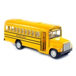6" die cast long nose school bus with pull back action and open able doors