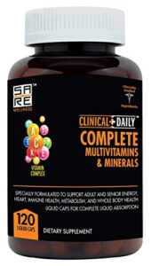 clinical daily complete whole food multivitamin supplement for women & men complete liquid vitamin absorption! 42 superfood fruits vegetables young adult to senior 120 liquid capsules