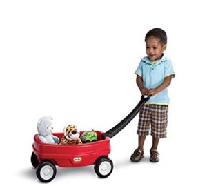 little tikes lil' wagon – red and black, indoor and outdoor play, easy assembly, made of tough plastic inside and out, handle folds for easy storage | kids 18