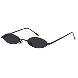 meetsun vintage oval sunglasses small metal frames designer gothic glasses (c10 black gray)