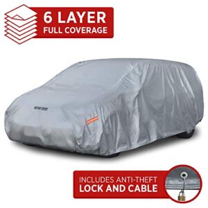motor trend trueshield waterproof suv & van cover heavy duty outdoor fleece lined sonic coating ultimate 6 layer protection cover lock included (xxl max length 225")