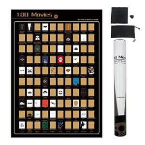 ntzs 100 movies scratch off poster top films of all time bucket list (16.5" x 23.4")…