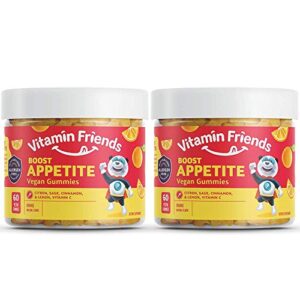 vitamin friends 2 pack all natural children’s appetite stimulant weight gainer kids boost appetite gummies to support healthy immune system energy levels, orange flavor, 120 count