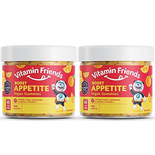 vitamin friends 2 pack all natural children’s appetite stimulant weight gainer kids boost appetite gummies to support healthy immune system energy levels, orange flavor, 120 count