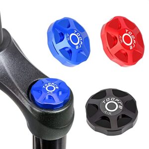 aleoed bicycle front fork cap suspension cover aluminum alloy air gas shoulder cover valve protector parts for mountain bike road bike mtb(blue)