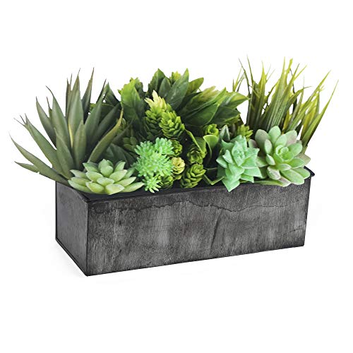 cys excel galvanized zinc metal rectangle planter box (h:4" open:12"x5") | multiple size choices wedding table centerpieces | flower box succulent nursery planters