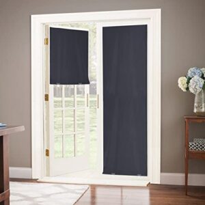 lazblinds 100% blackout door curtain, no tools no drill cordless blinds for windows, thermal insulated uv protection privacy window curtains for french door front door(26''w x 68''h, black, 1 panel)