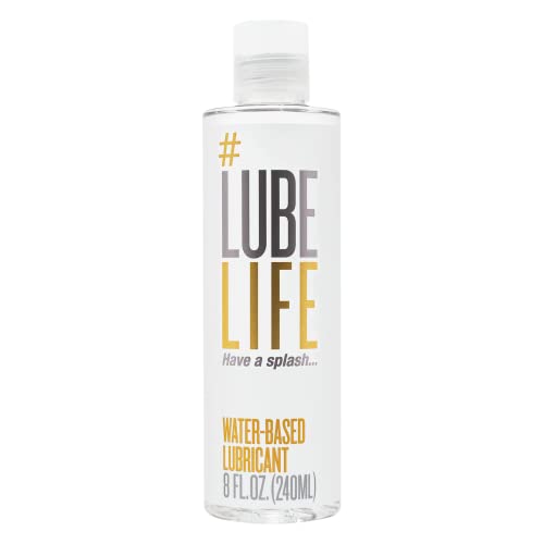 #lubelife water based personal lubricant, lube for men, women and couples, non staining, 8 fl oz
