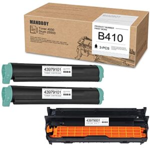 mandboy compatible b410 43979101 toner cartridges & 43979001 drum unit black (3 pack) | replacement for oki b410 b410d b410dn b420 b420d b420dn b430 printer