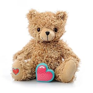 my baby’s heartbeat bear recordable stuffed animals 20 sec heart voice recorder for ultrasounds and sweet messages playback, perfect gender reveal for moms to be, lil tan bear