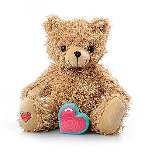 my baby’s heartbeat bear recordable stuffed animals 20 sec heart voice recorder for ultrasounds and sweet messages playback, perfect gender reveal for moms to be, lil tan bear